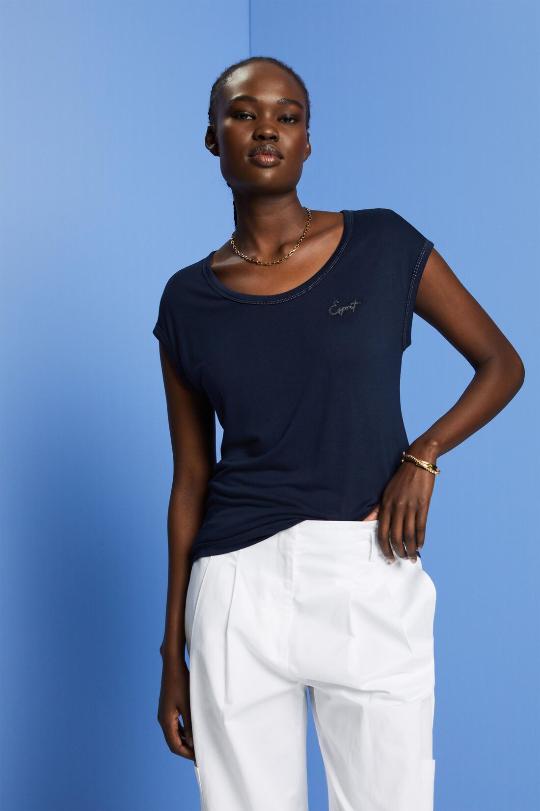 T-Shirt mit Paillettendetails, LENZING&trade; ECOVERO&trade;