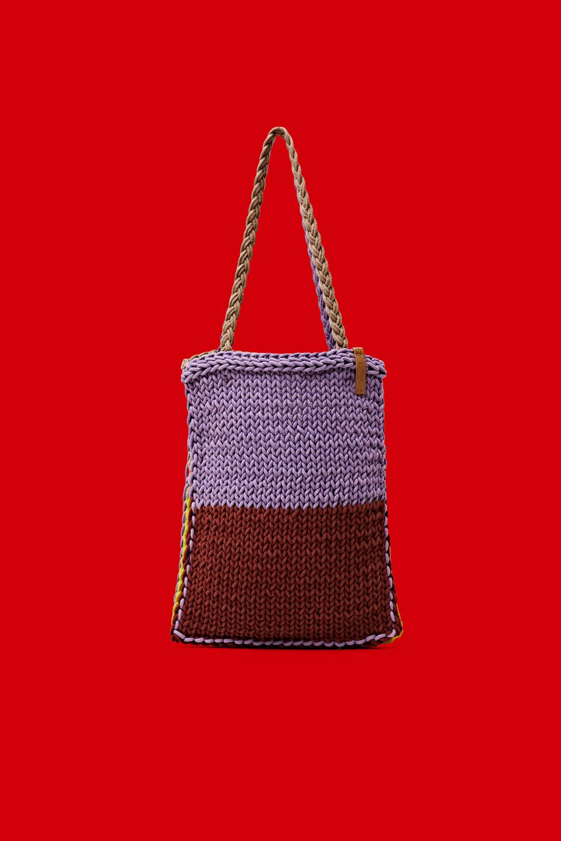 Tote Bag aus geh&auml;kelter Baumwolle im Colorblock