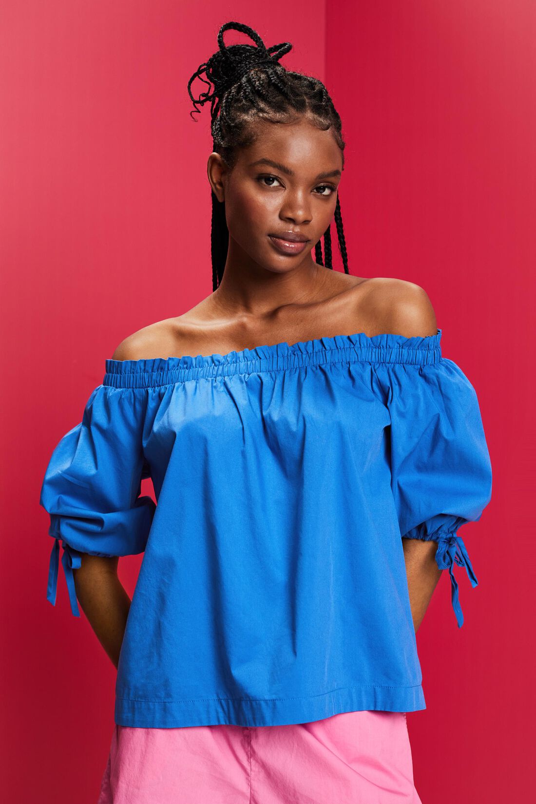 Off-Shoulder-Bluse aus Popeline