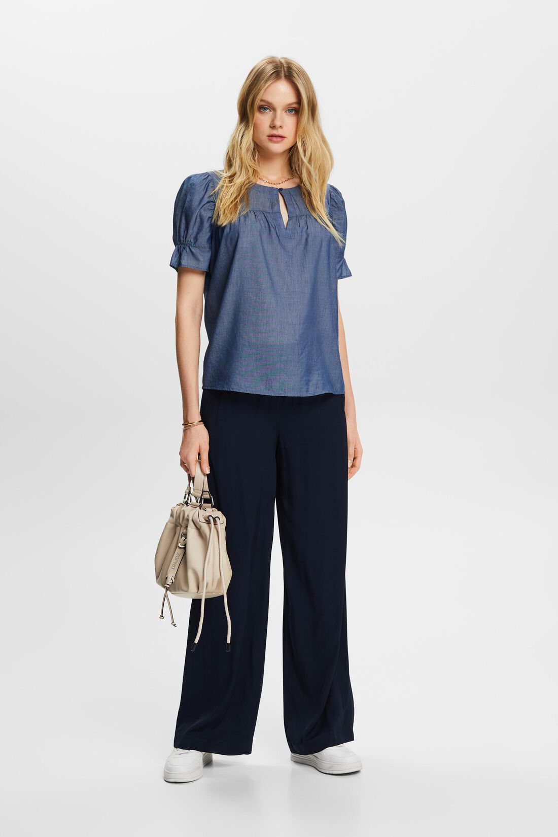 Bluse in Denim-Optik