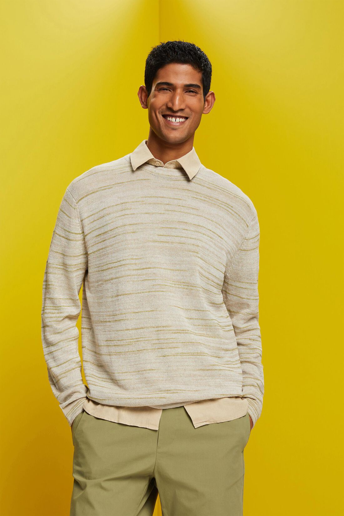 Mehrfarbiger Pullover, Leinenmix