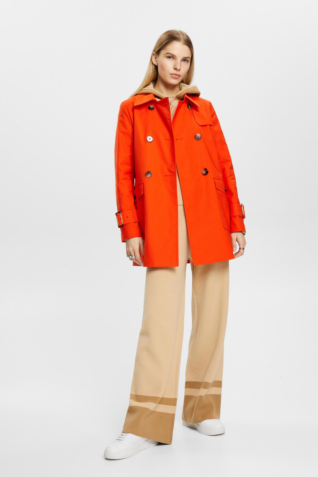 Kurzer zweireihiger Trenchcoat