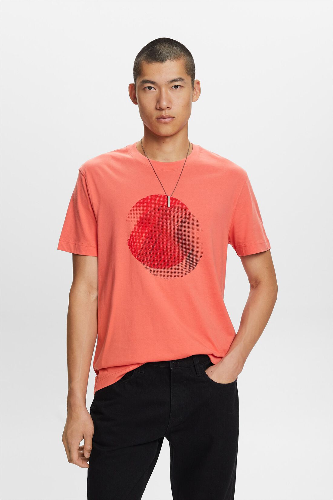 T-Shirt mit Print vorne, 100% Baumwolle