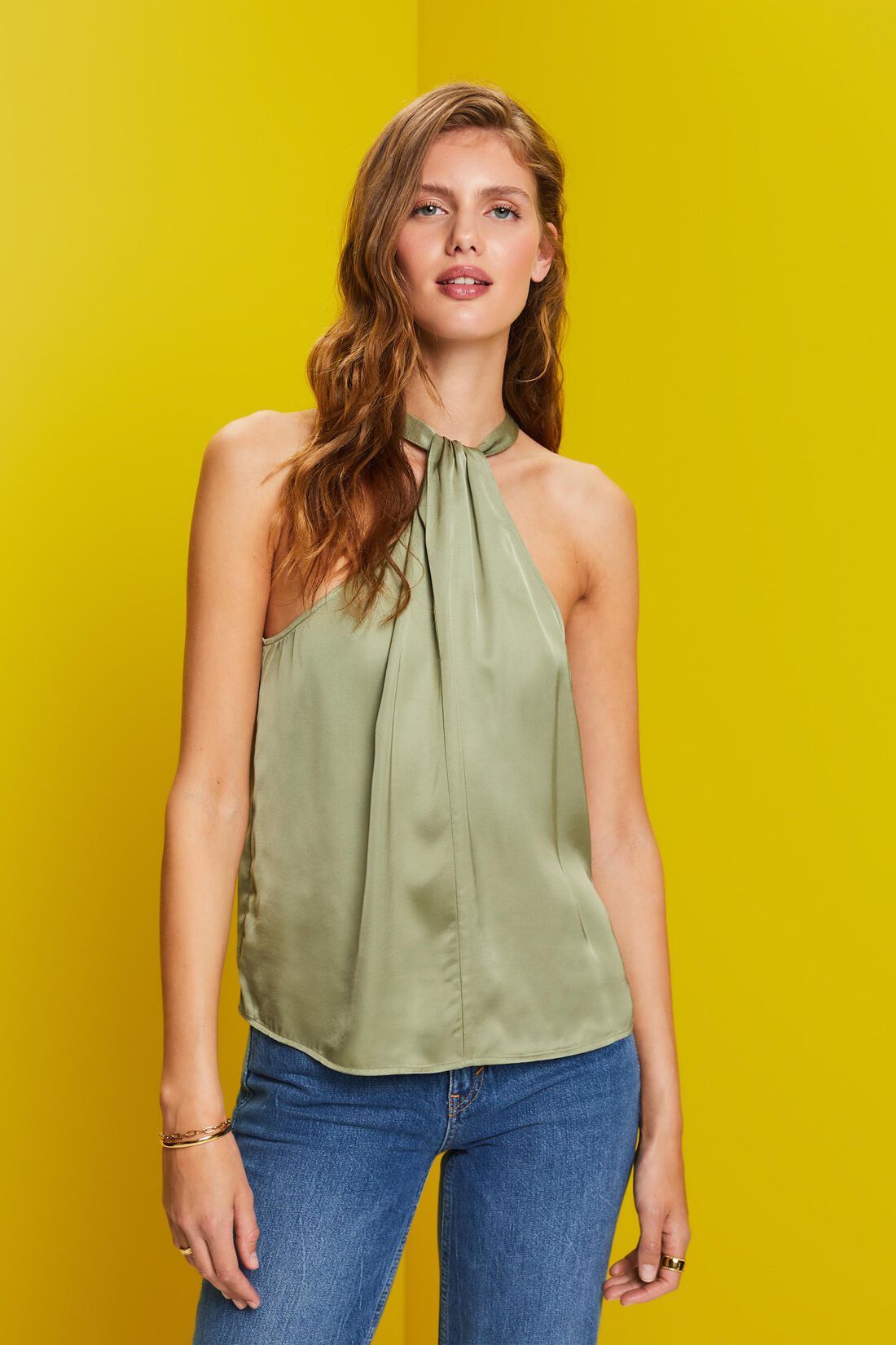 Neckholder-Satinbluse, LENZING&trade; ECOVERO&trade;