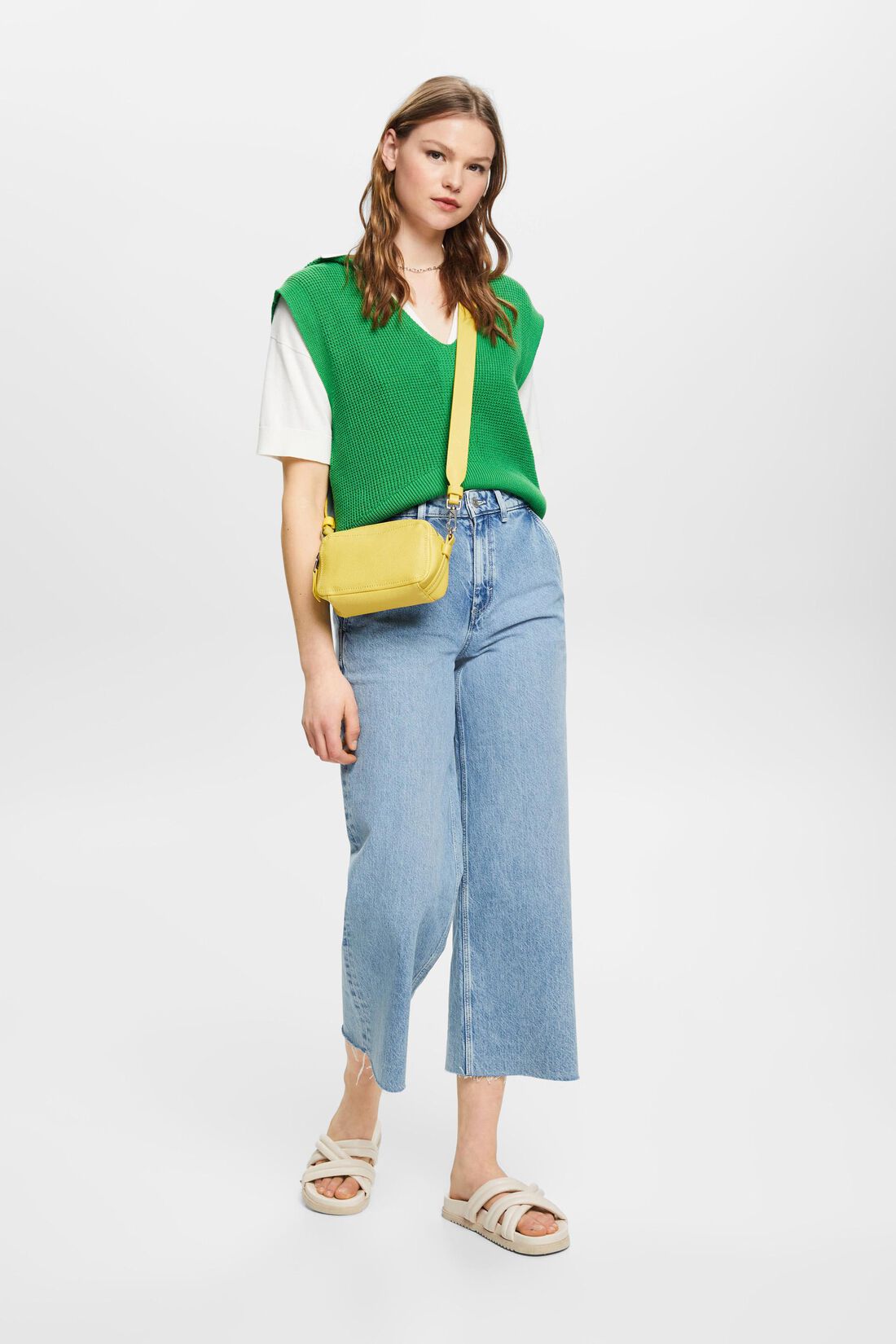 Culotte-Jeans mit hohem Bund