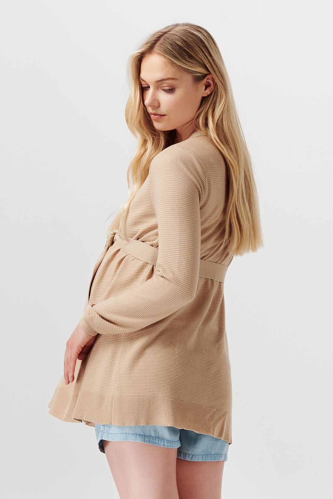 Cardigan aus Strukturstrick mit Bindeg&uuml;rtel