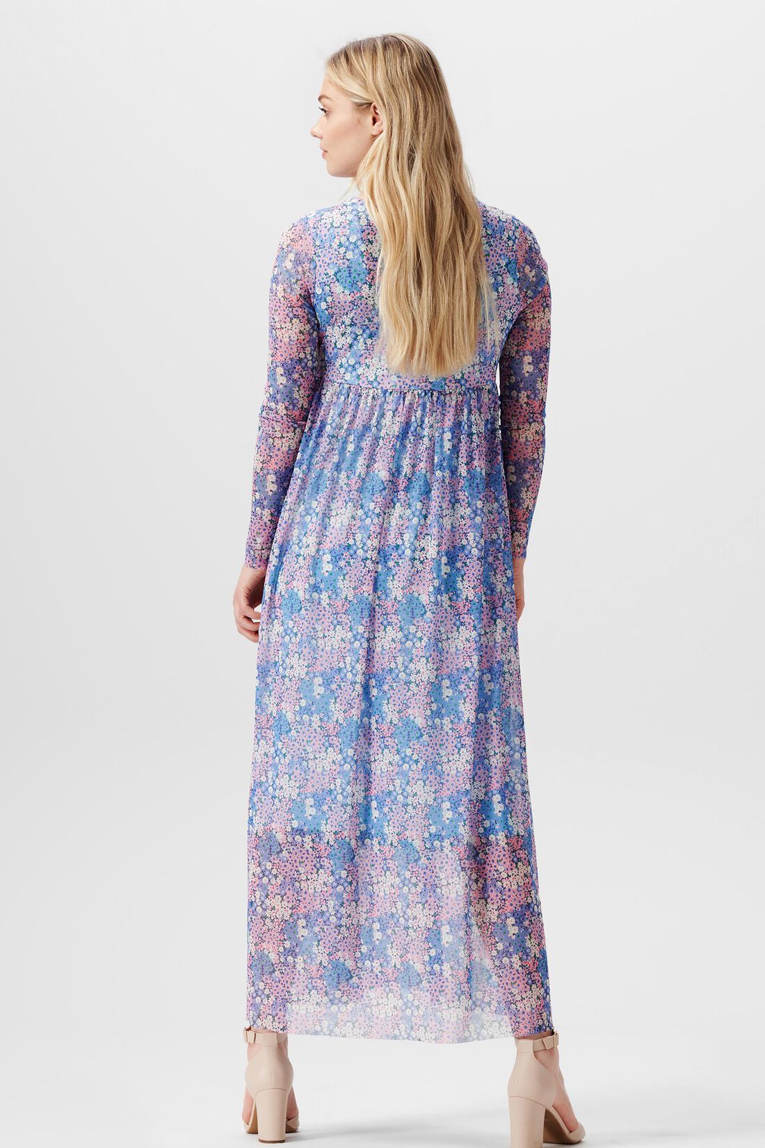 Maxikleid aus Mesh mit Allover-Blumenprint