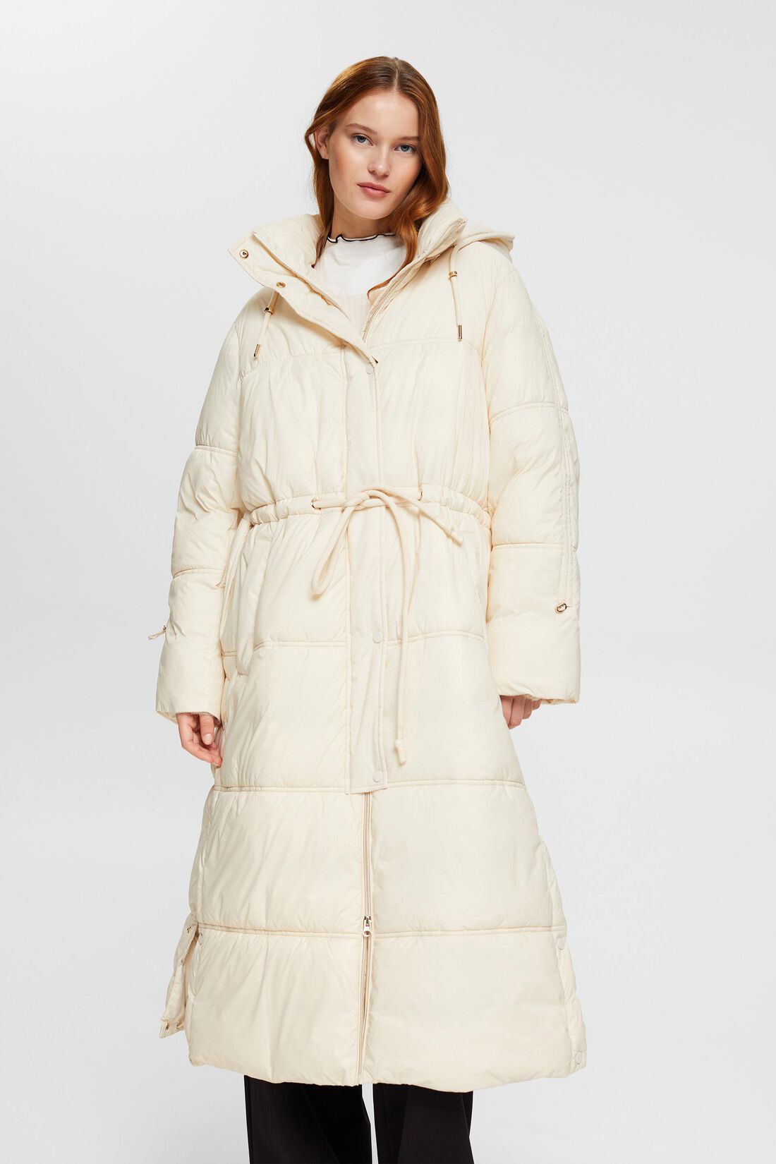 Oversize-Puffercoat mit Kordelzug in der Taille