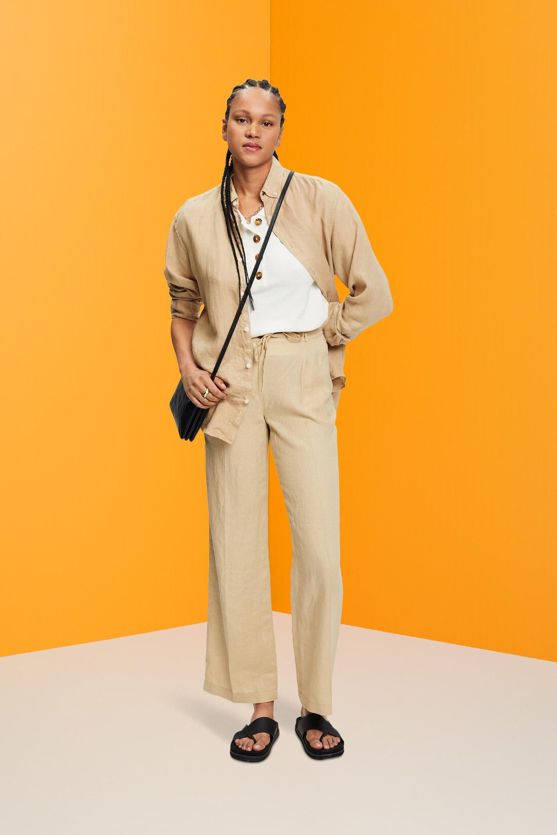 Leinenhose mit weitem Bein
