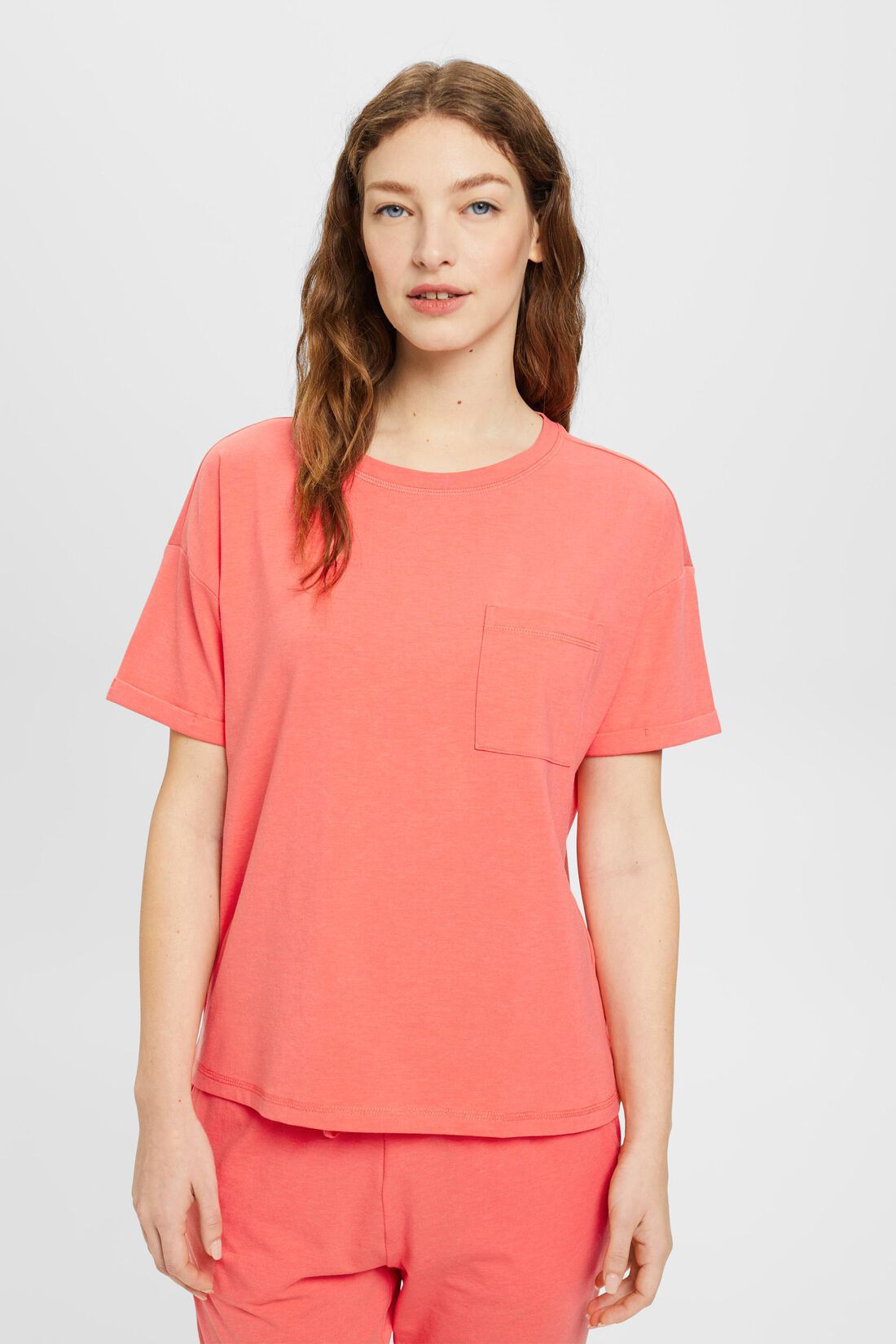 T-Shirt mit Brusttasche aus Baumwoll-Mix