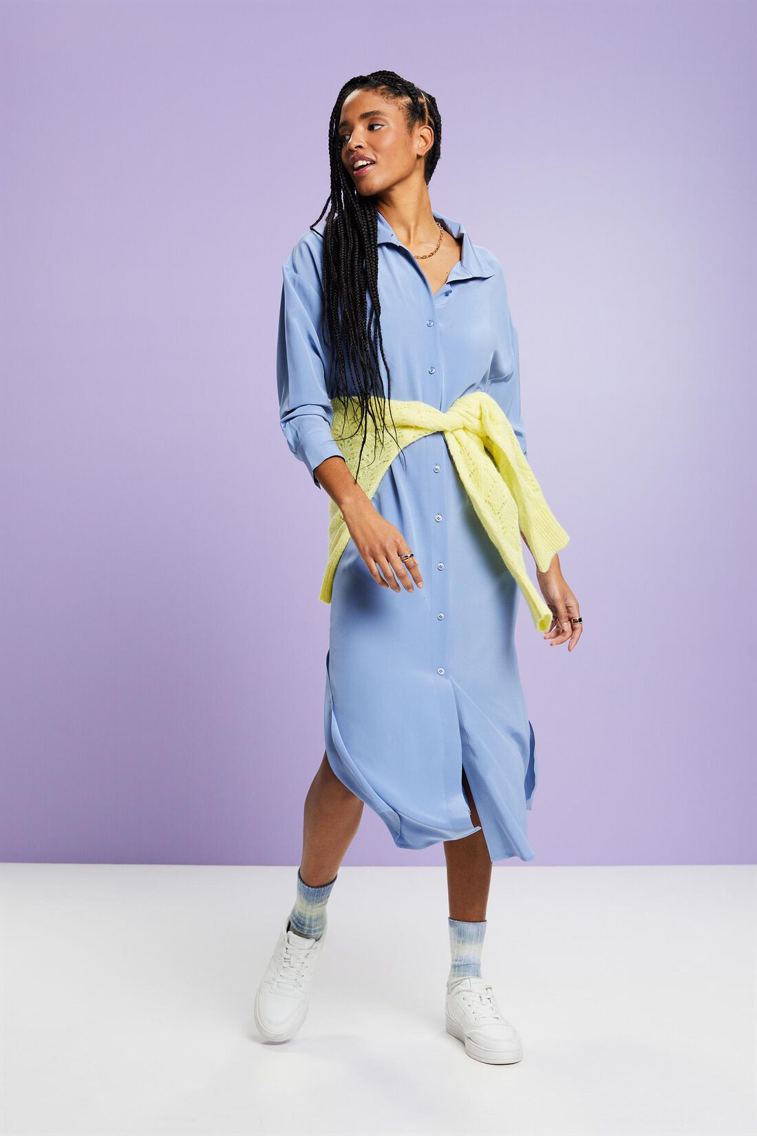Midi-Hemdblusenkleid aus Seide