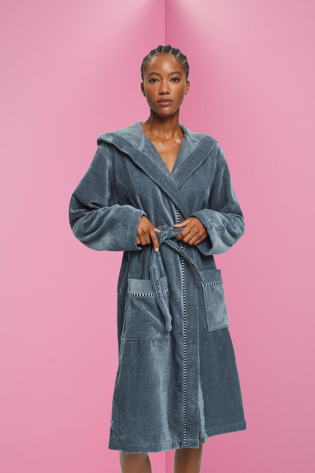 Velours-Bademantel, 100% Baumwolle