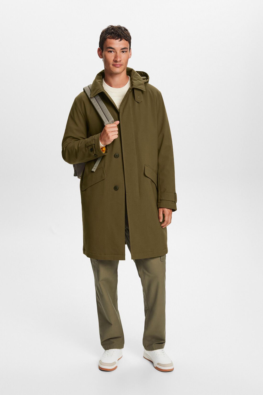 Recycelt: Wattierter Mac Coat mit flexibler Kapuze