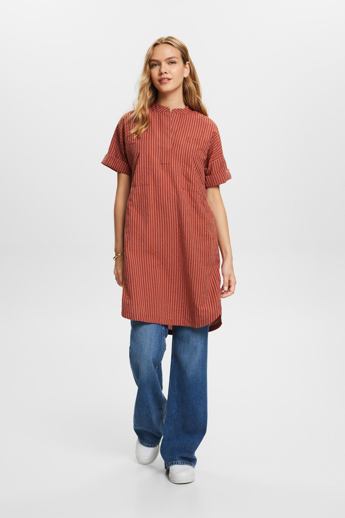 Gestreiftes Mini-Hemdblusenkleid