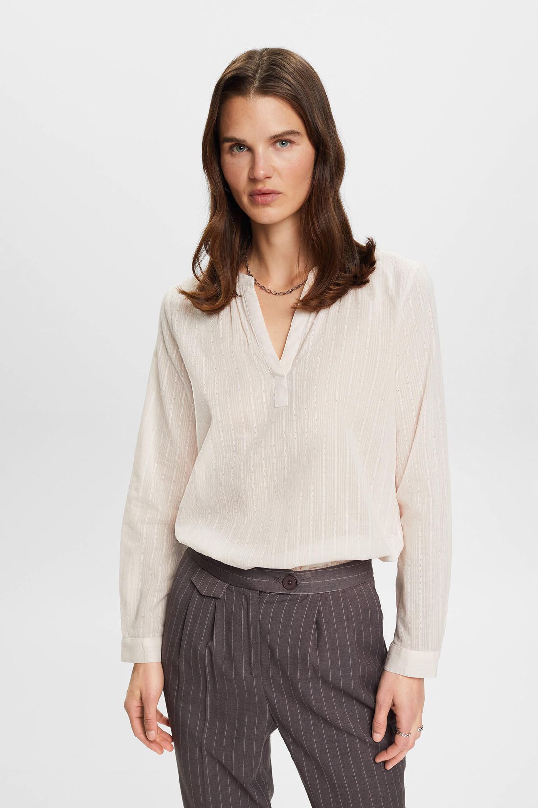 Baumwollbluse mit V-Ausschnitt