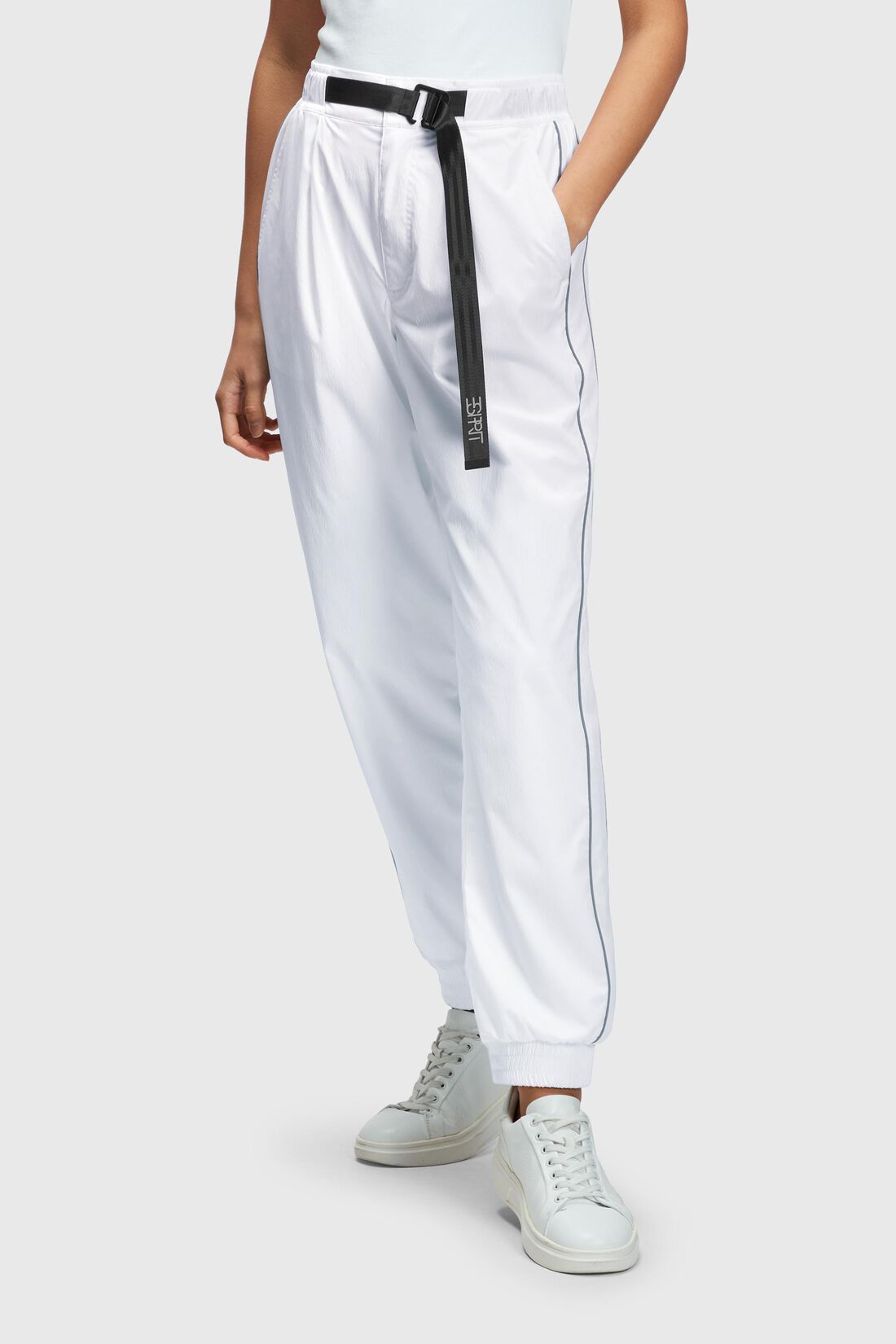 High-Rise-Pants im Jogger-Style mit G&uuml;rtelschlie&szlig;e