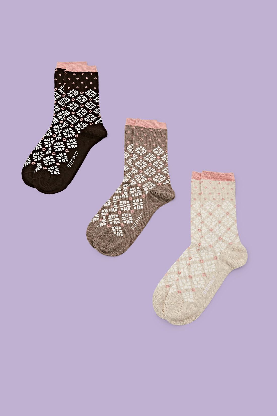 3er-Pack grobe Norweger-Stricksocken
