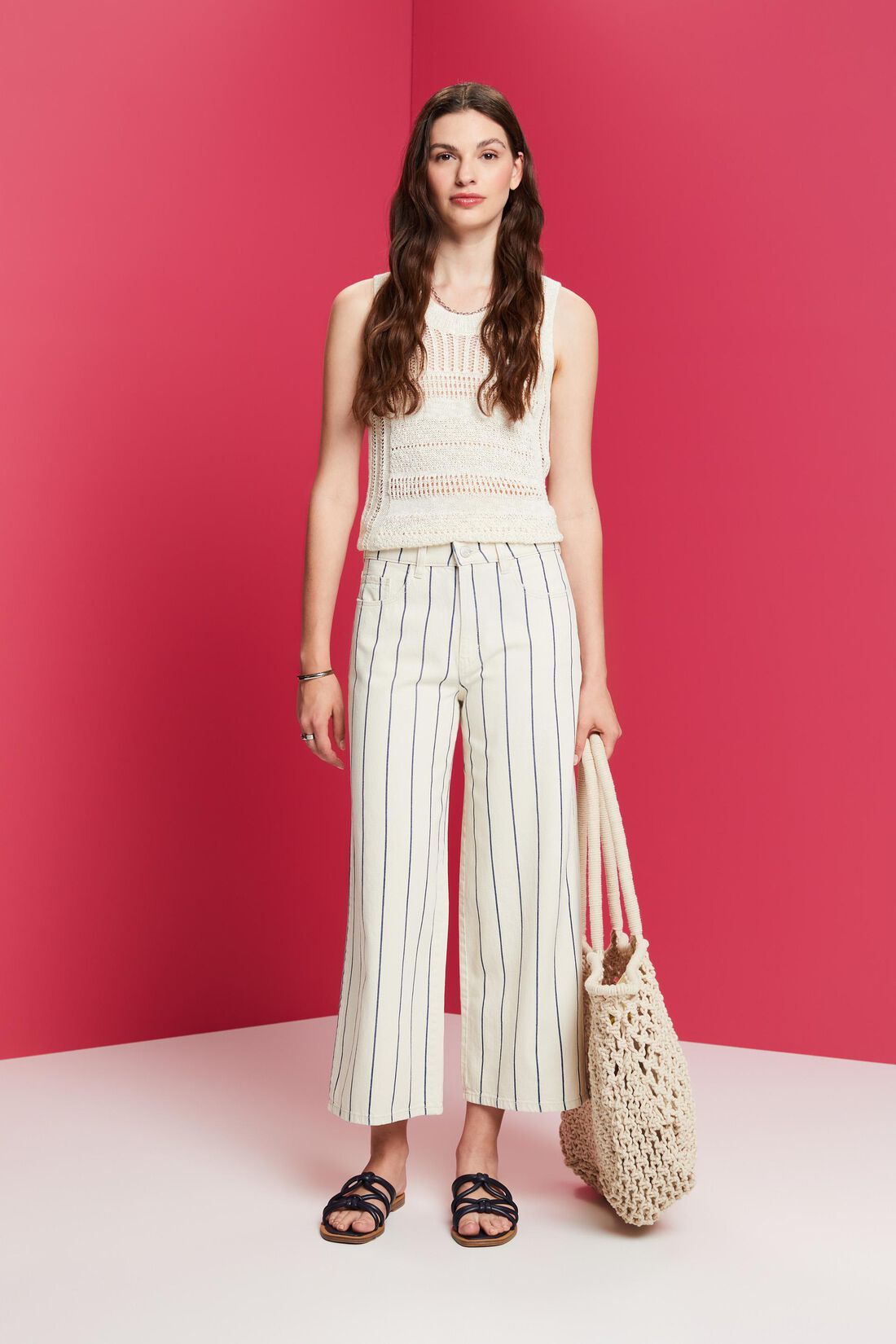 Gestreifte High-Rise-Culotte, 100% Baumwolle