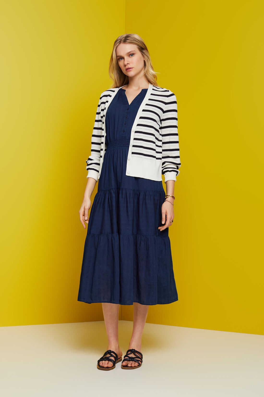 Gestuftes Midikleid aus Baumwolle