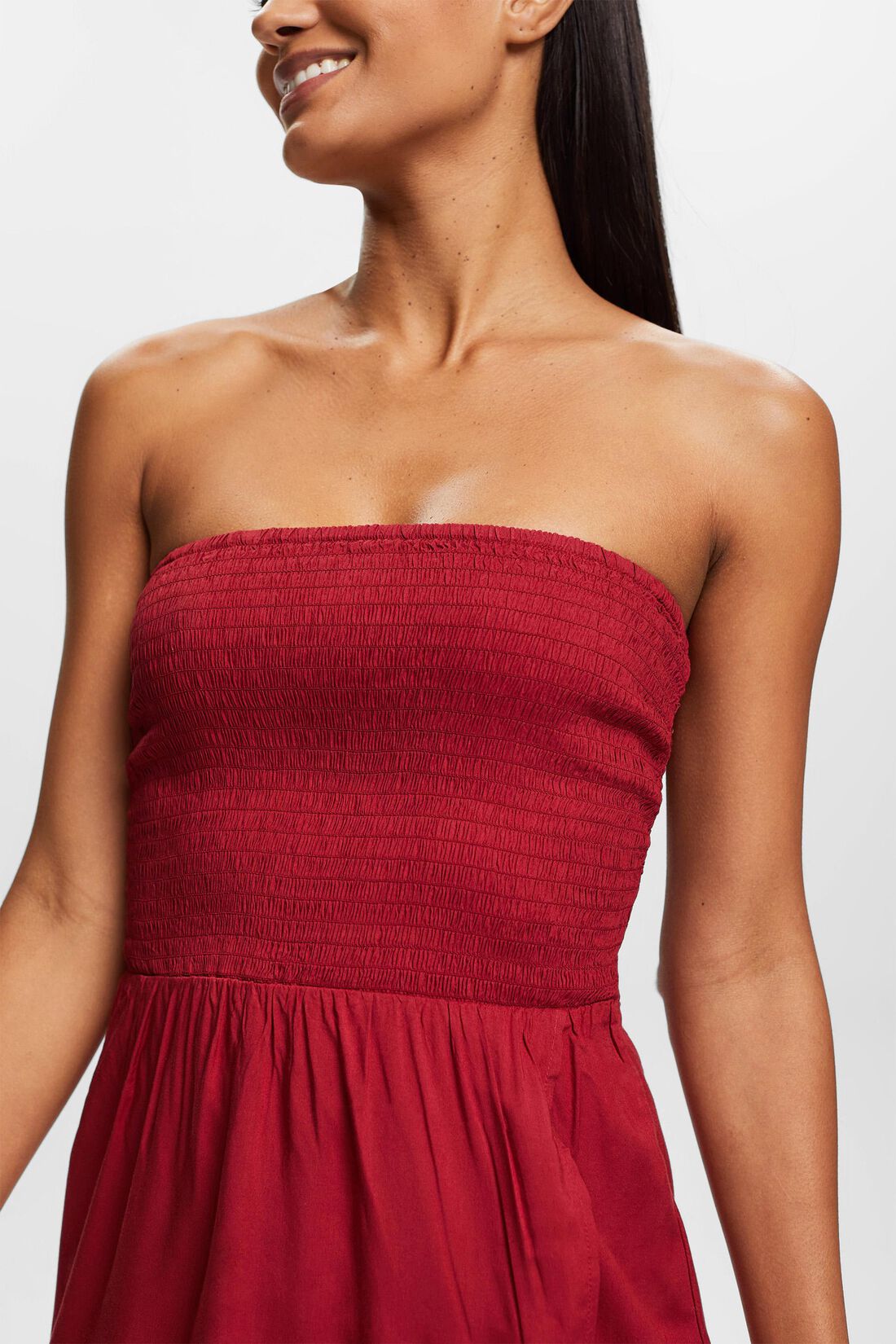 Gesmoktes Schlauchkleid in Midil&auml;nge