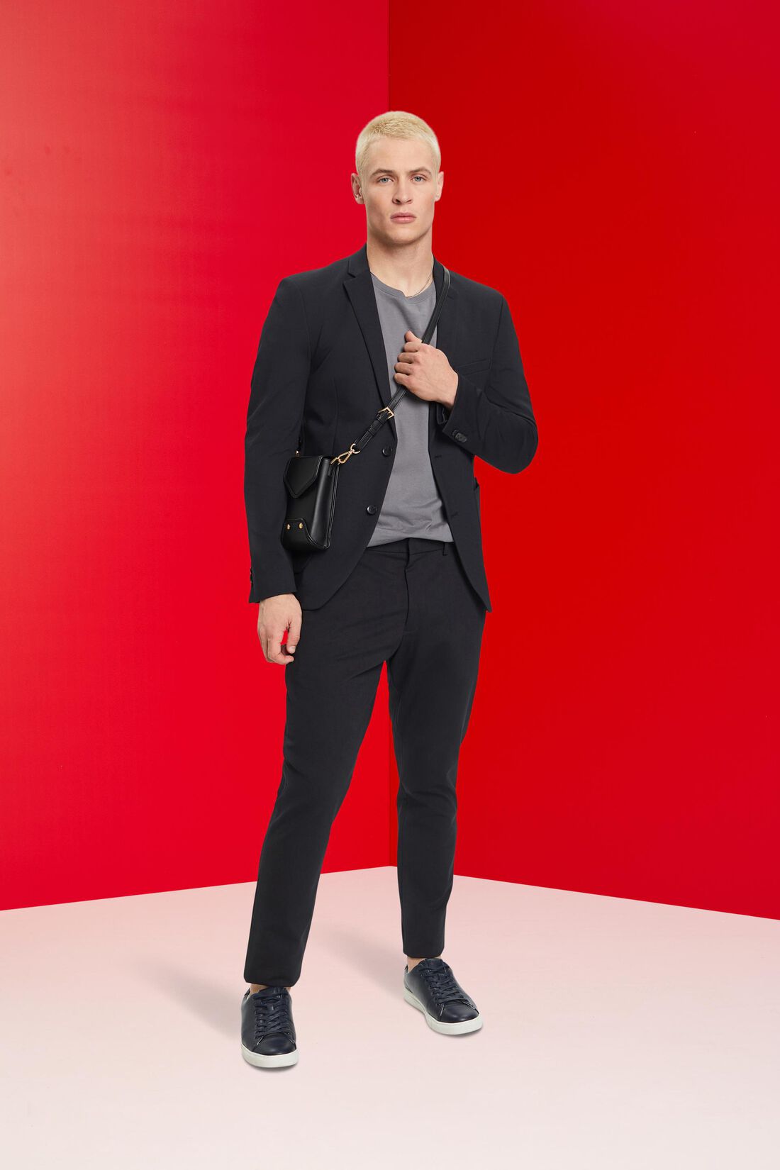 Einreihiger Piqu&eacute;-Jersey-Blazer