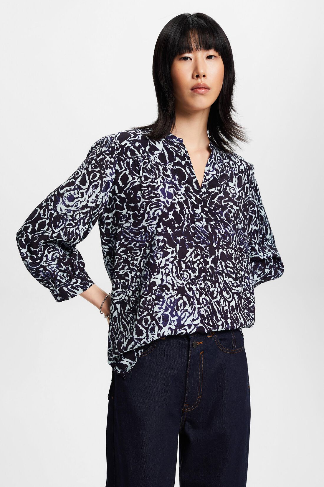 Blusen-Shirt mit Allover-Print
