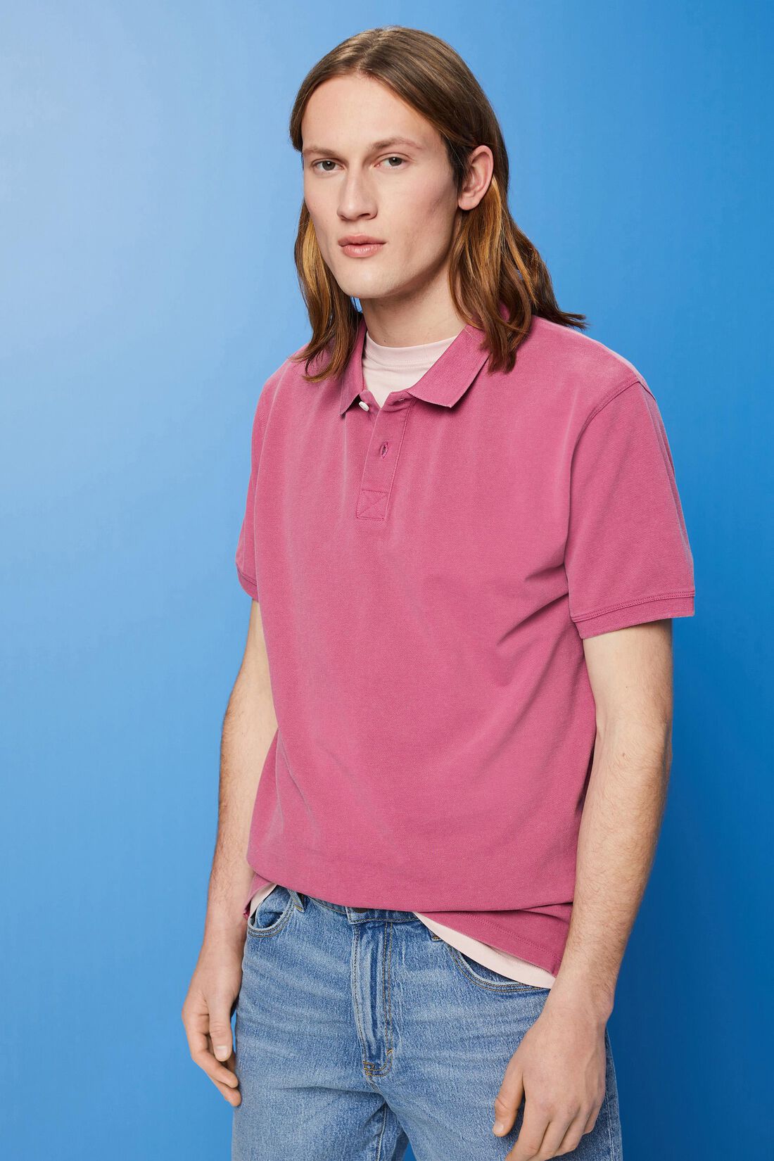 Poloshirt aus Stone-Washed-Baumwollpikee
