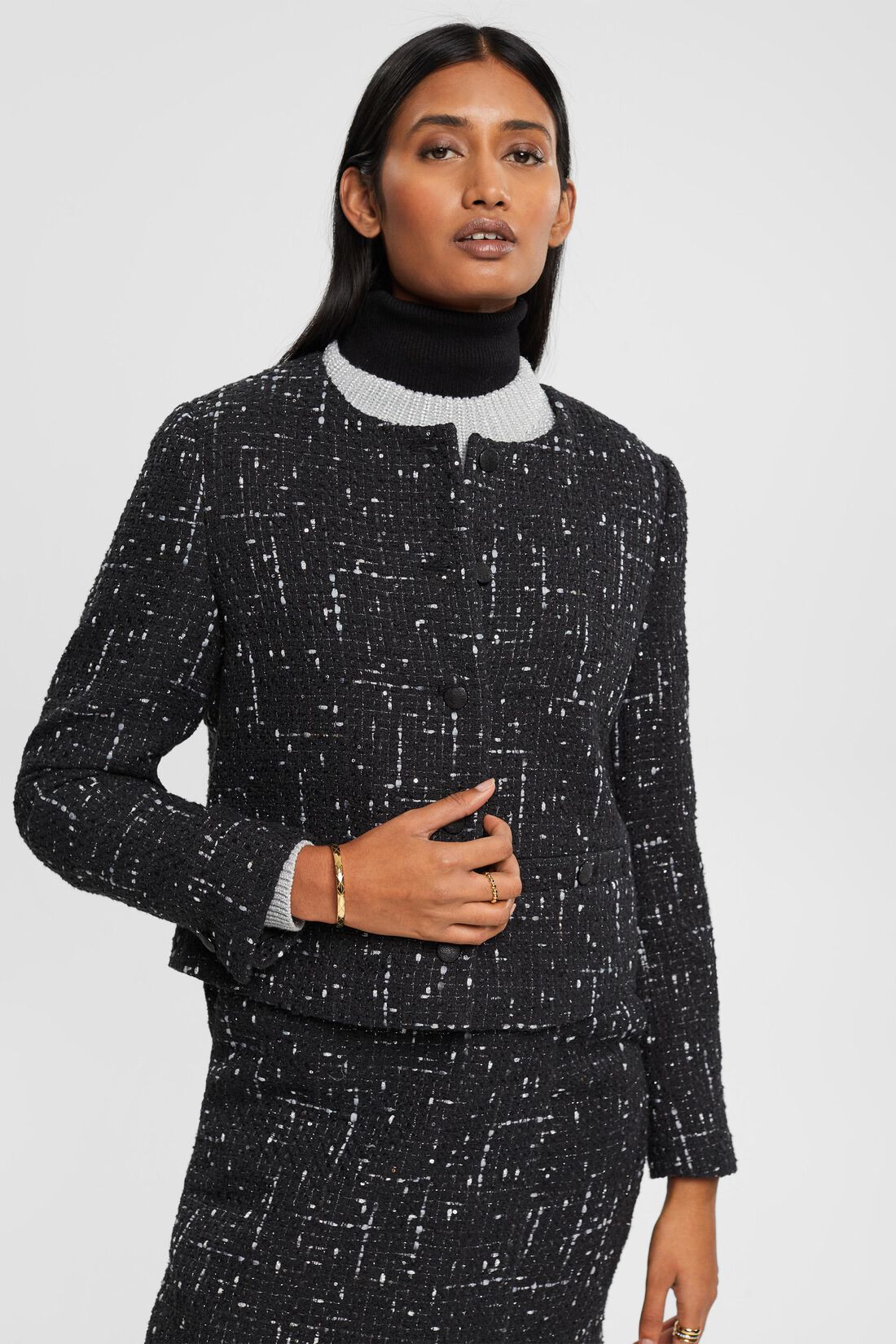 Boucl&eacute;-Jacke im Cropped-Design