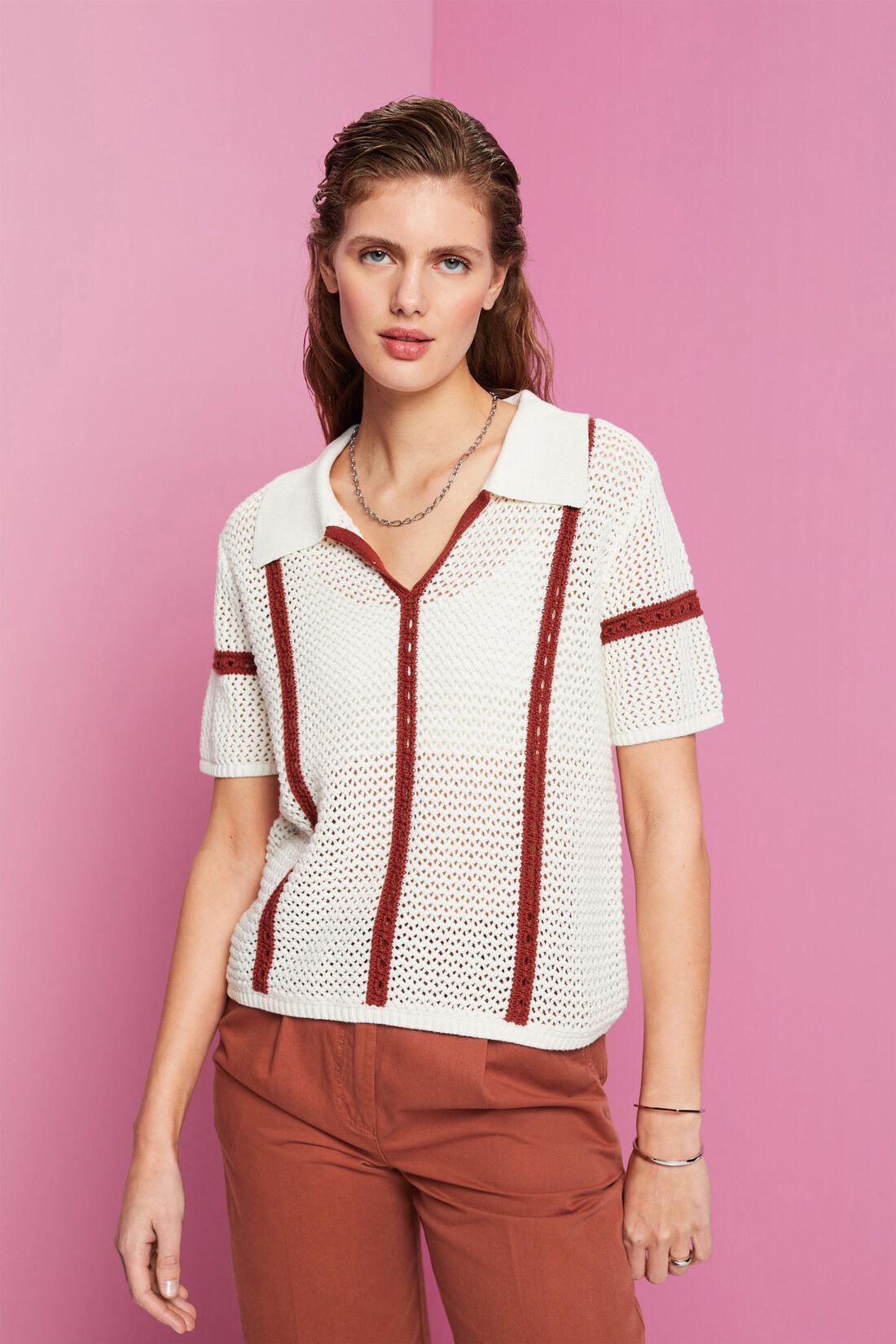 Kurz&auml;rmeliger Pullover mit Polokragen