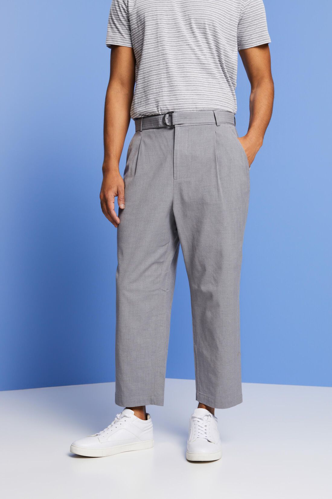 Hose mit weitem Bein und G&uuml;rtel, Wollmix