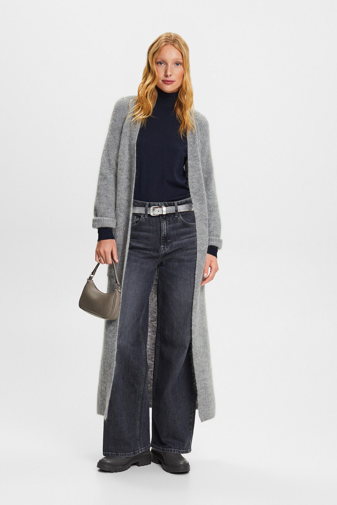 Wickel-Cardigan mit Boucl&eacute;-Struktur