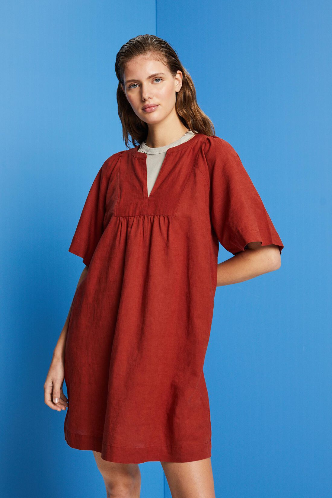 Minikleid, Baumwolle-Leinen-Mix
