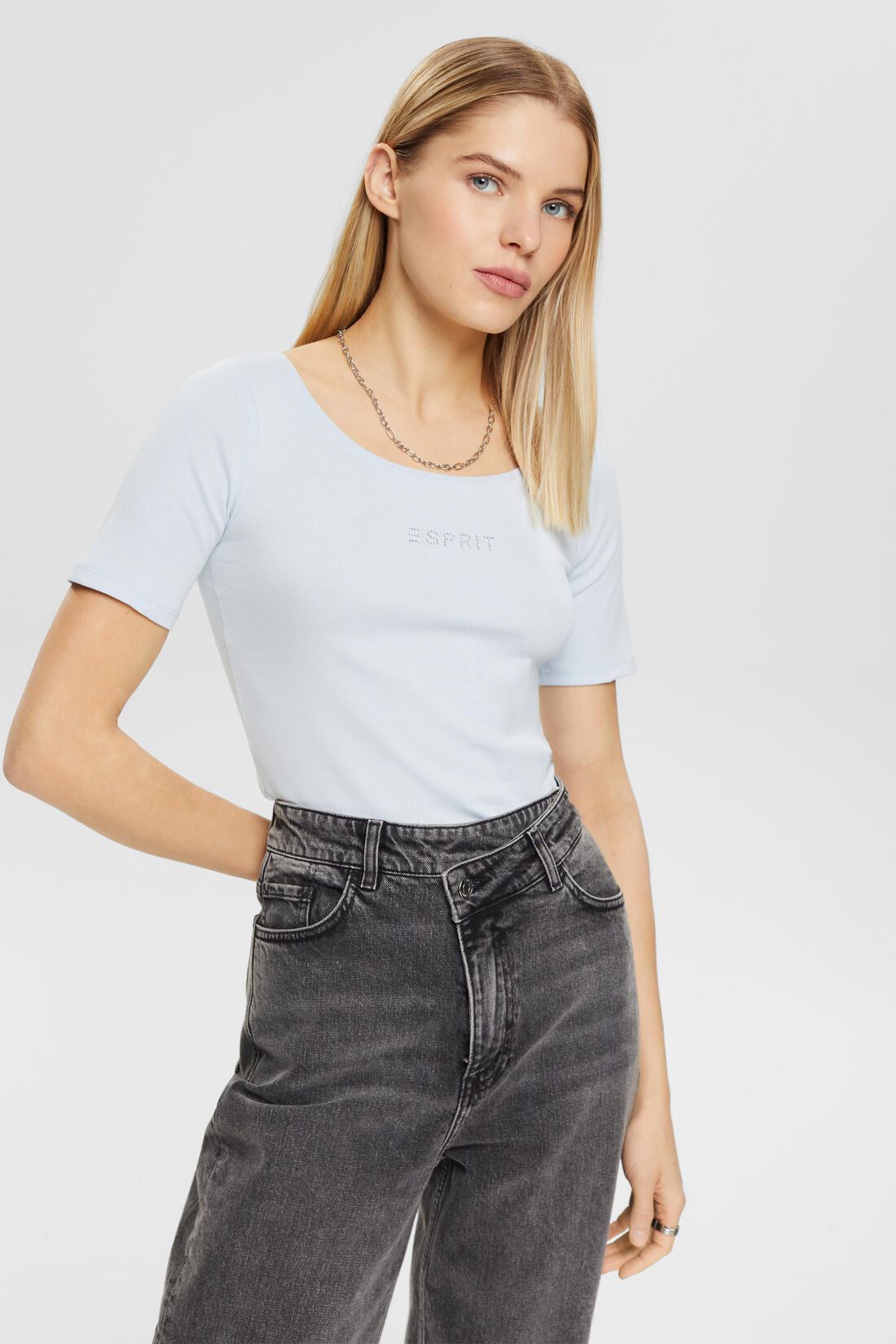 Jersey-T-Shirt mit Strasslogo