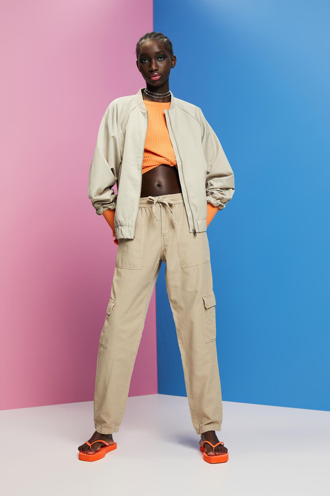 Cargohose aus Materialmix mit TENCEL&trade;