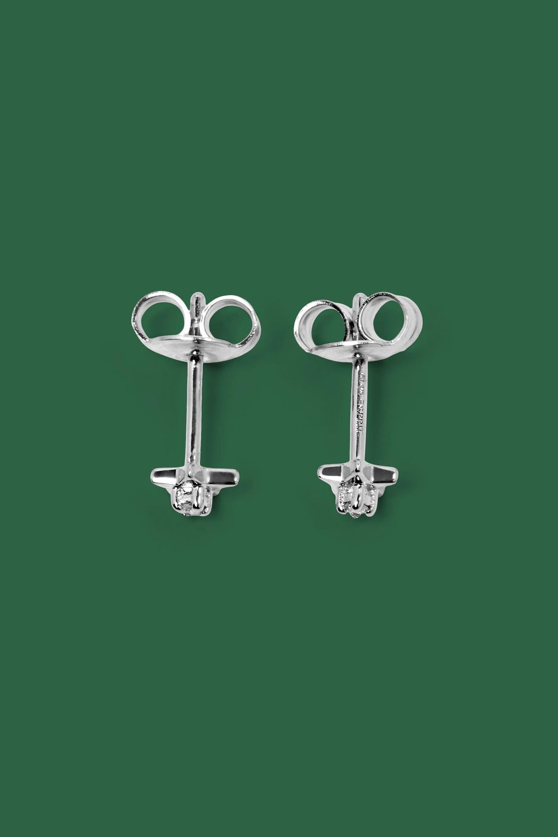 Stern-Ohrstecker mit Diamanten, Sterling Silber