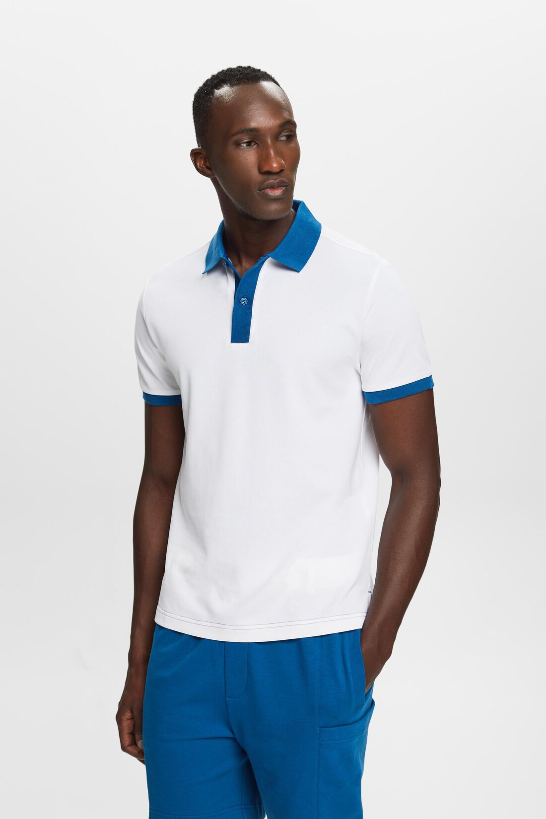 Zweifarbiges Piqu&eacute;-Poloshirt