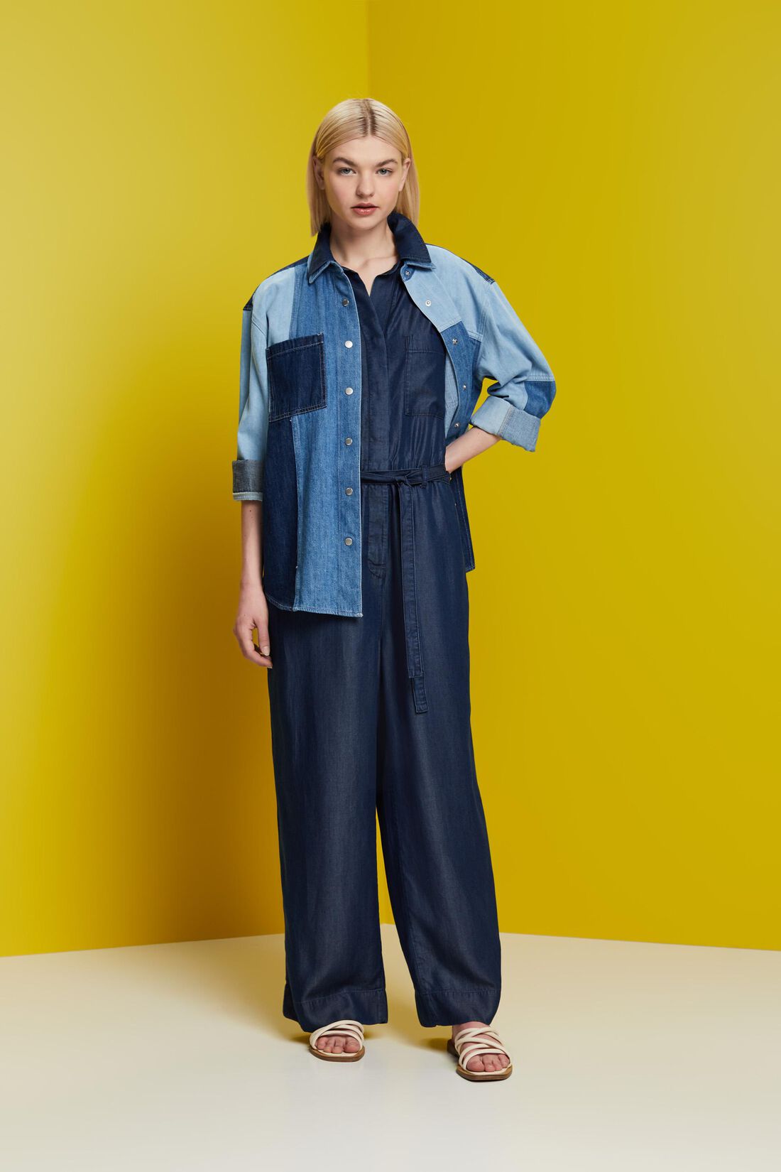 Langer Einteiler in Denim-Optik, TENCEL&trade;