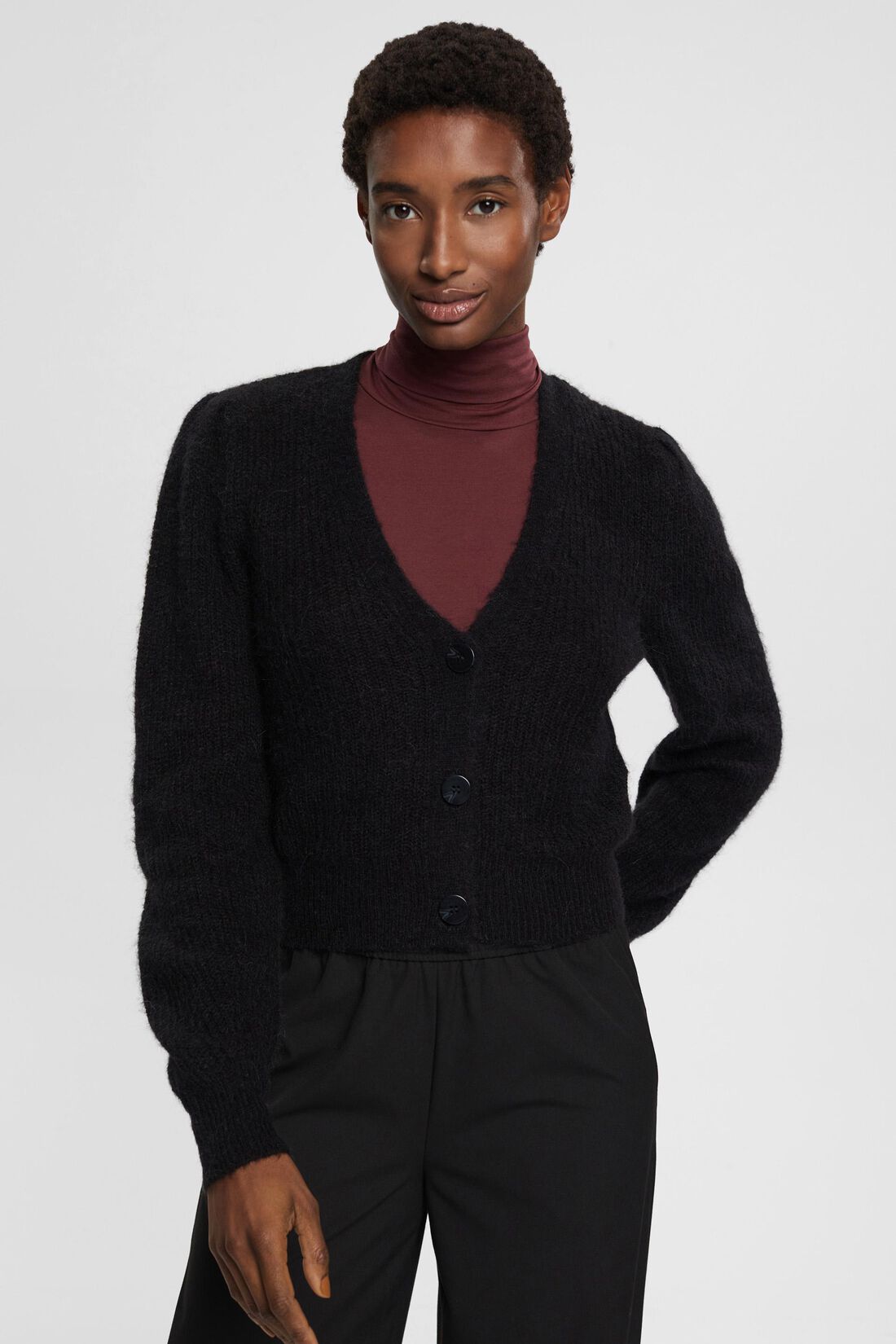 Strickcardigan mit Wolle und Alpaka