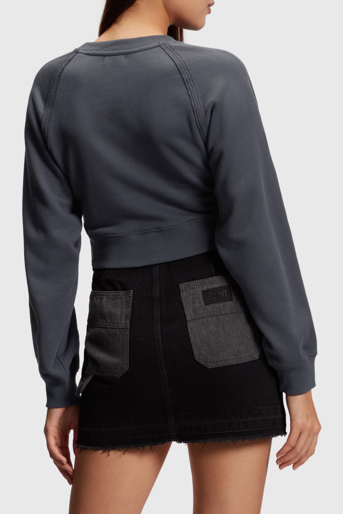 Cropped-Sweatshirt in Garment Dye
