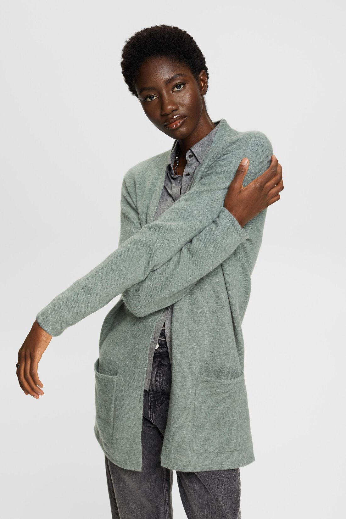 Feinstrick-Cardigan aus Wollmix