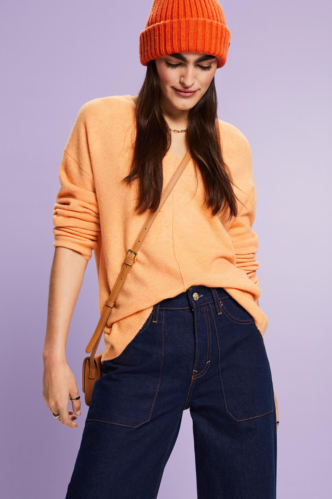 Wollmix-Pullover mit V-Ausschnitt
