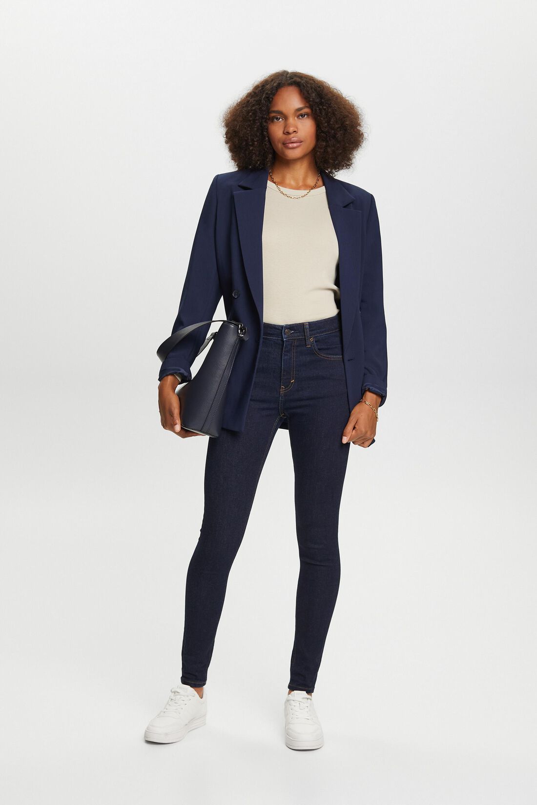 Skinny Jeans mit hohem Bund, Baumwollstretch