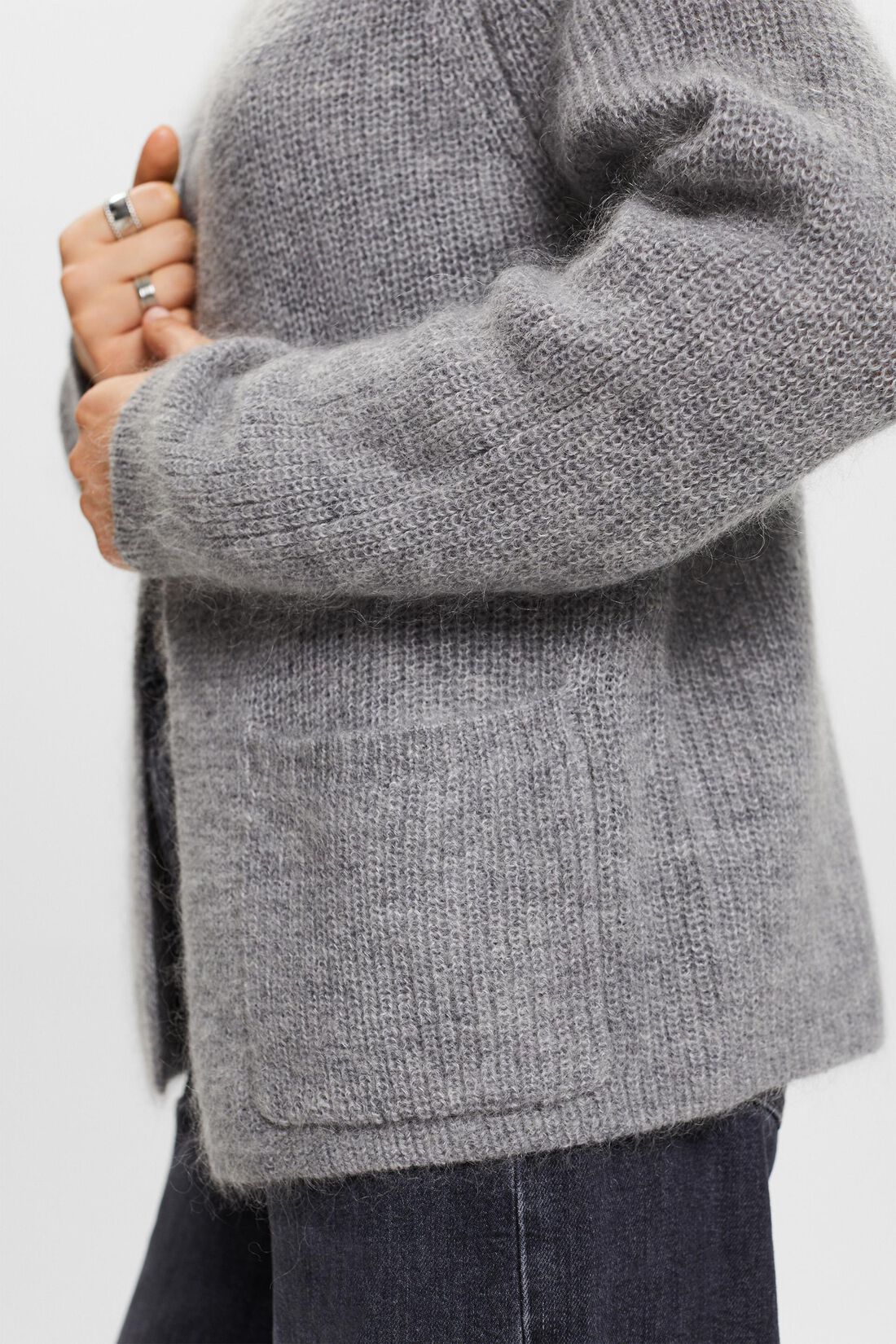 Offener Rippstrick-Cardigan