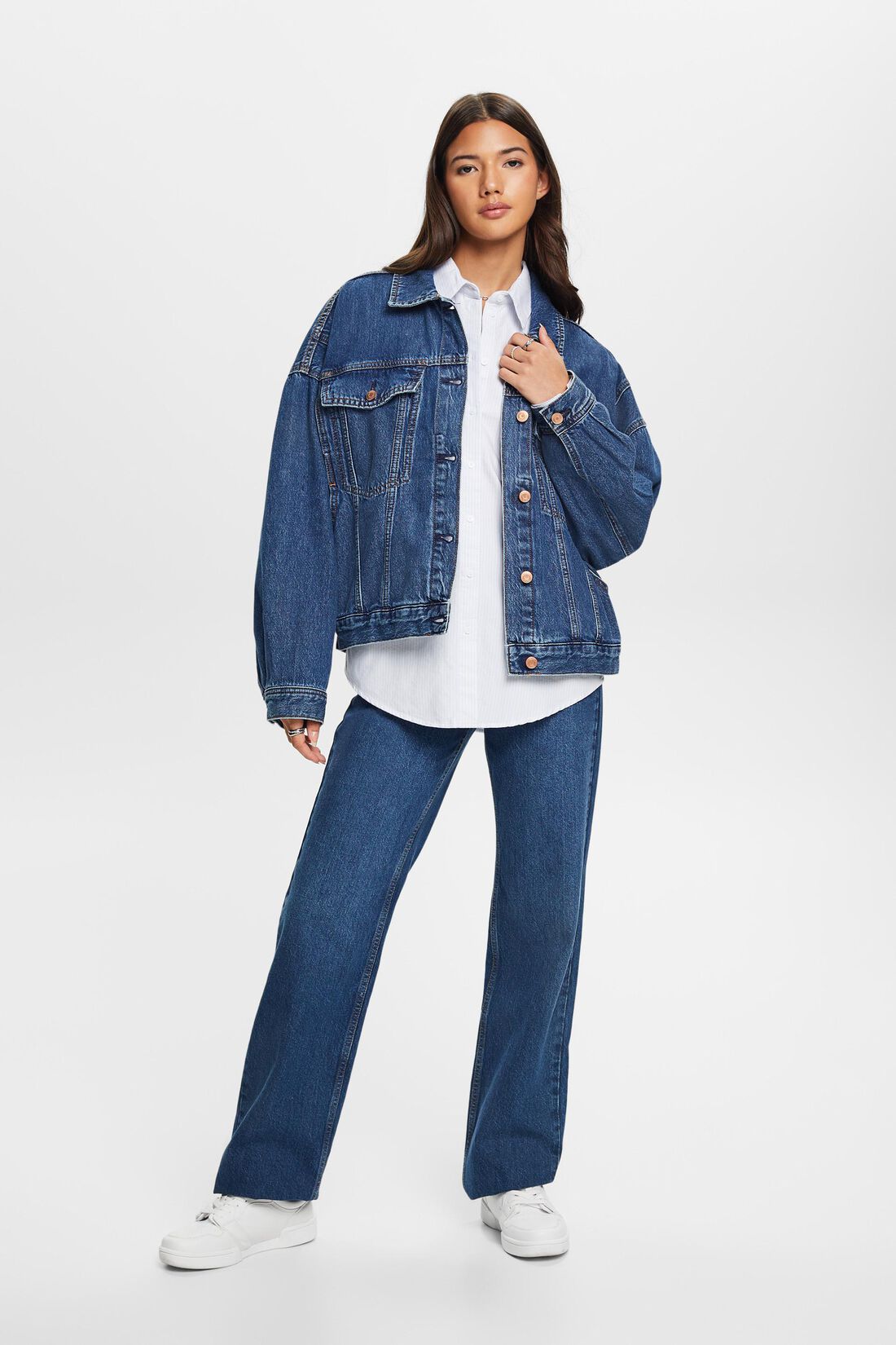 Oversize Jeansjacke, 100 % Baumwolle