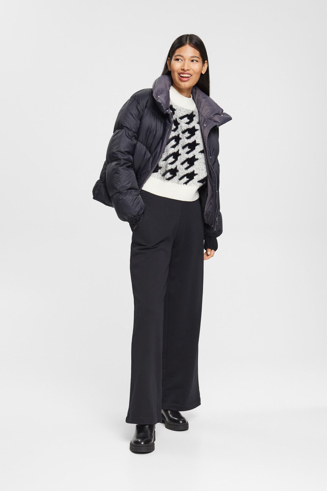 High-Rise-Pants im Jogger-Style mit weitem Bein