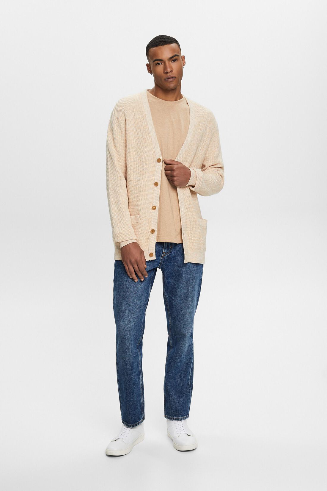 Cardigan mit V-Ausschnitt, 100 % Baumwolle
