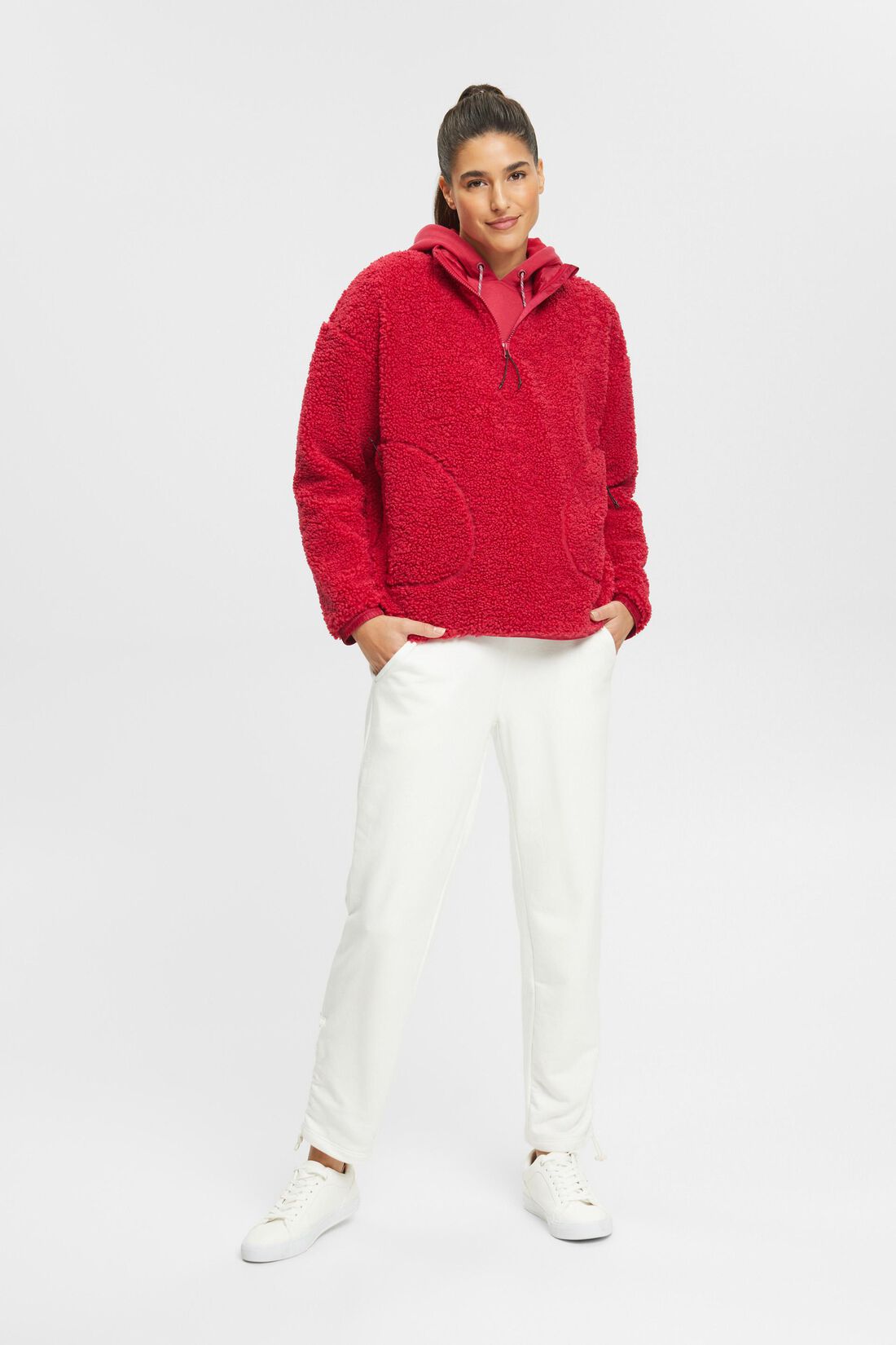 Sweatshirt aus Teddyfleece mit halbem Zipper