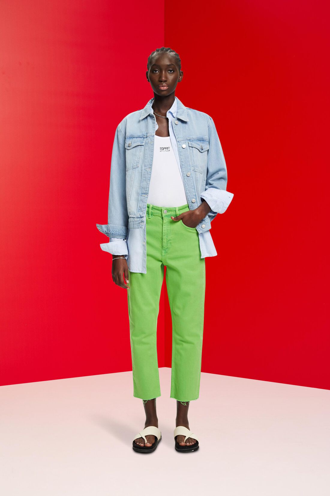 Cropped-Hose mit Fransensaum