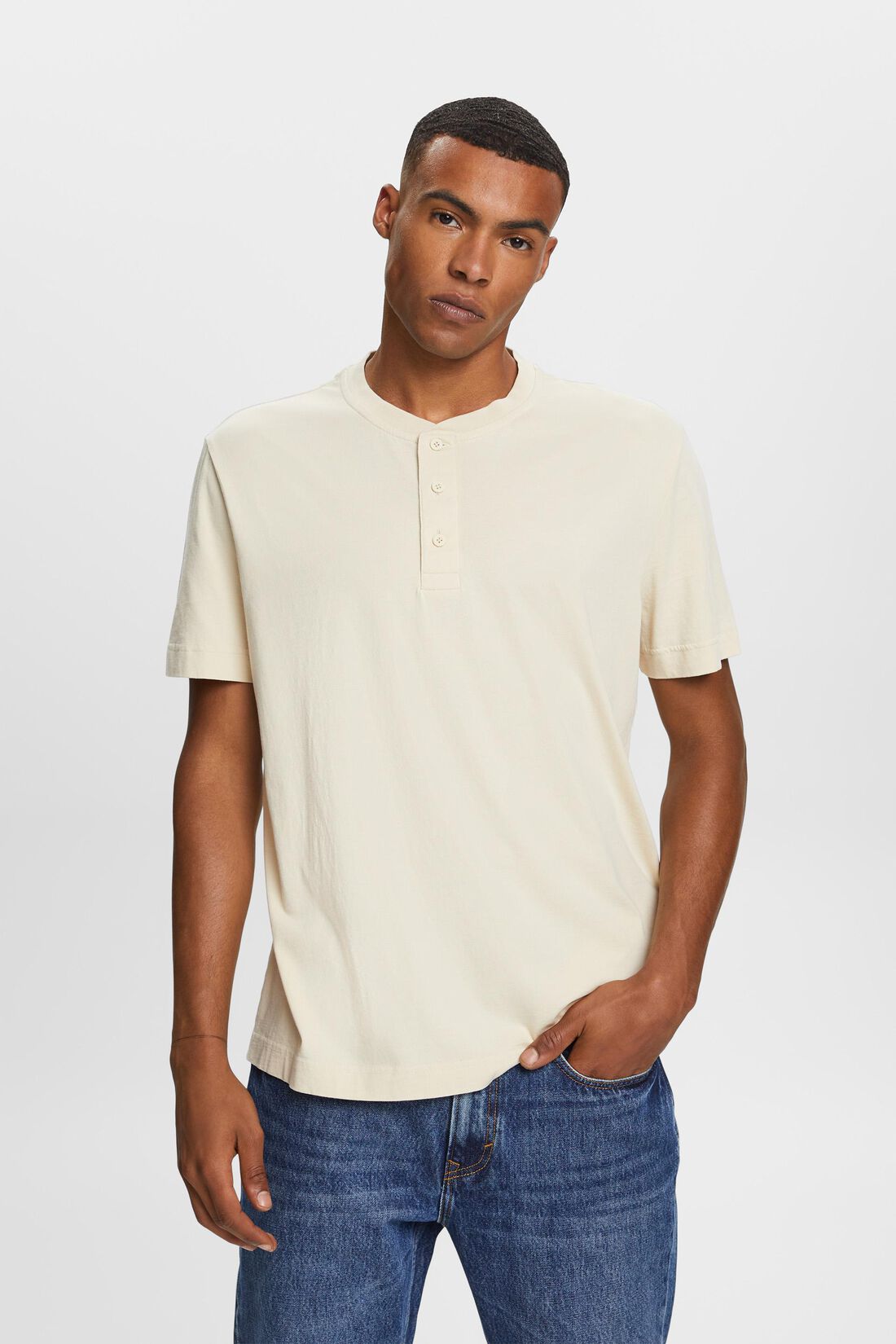 Henley-T-Shirt, 100 % Baumwolle