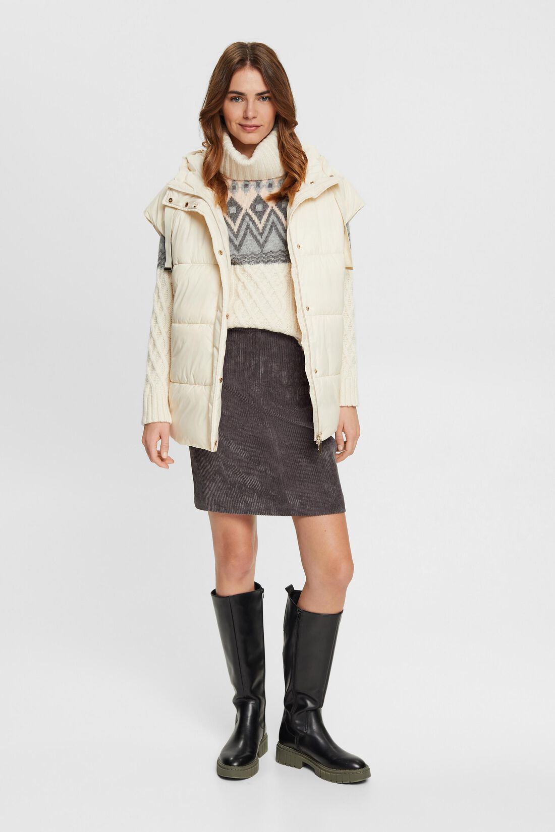 Rollkragenpullover aus Jacquard-Strick mit Wolle